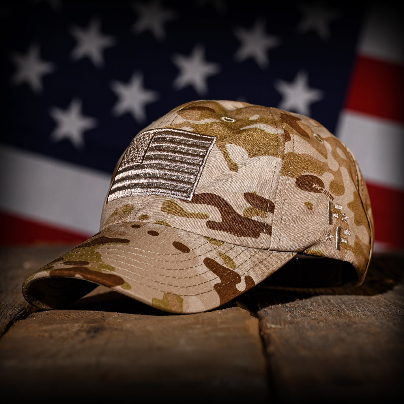 Arid Multicam Full Fabric American Flag Range Hat