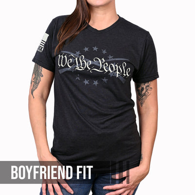 Women's We the People Boyfriend Fit Patriotic T-Shirt - Heather black