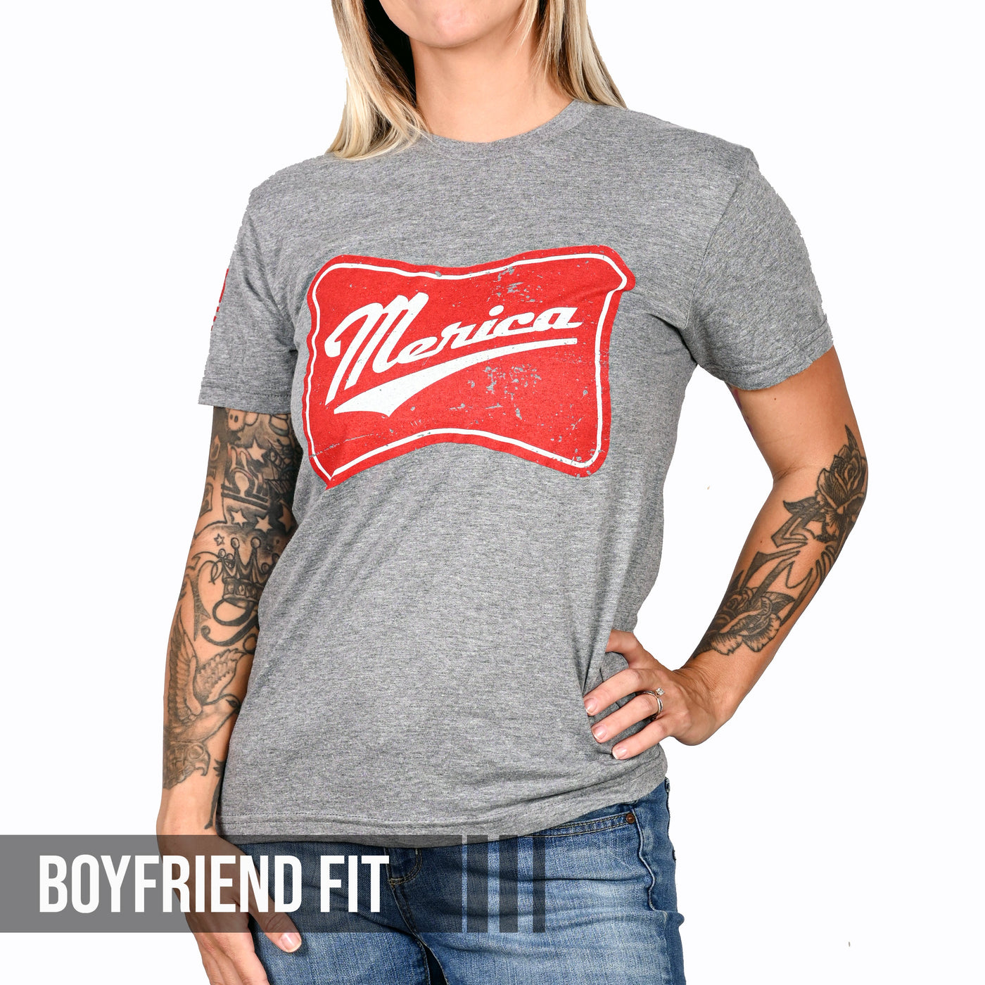 Women's 'Merica Patriotic Boyfriend Fit T-Shirt