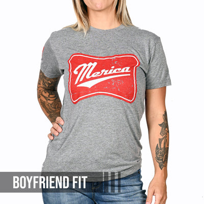 Women's 'Merica Patriotic Boyfriend Fit T-Shirt