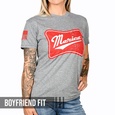 Women's 'Merica Patriotic Boyfriend Fit T-Shirt