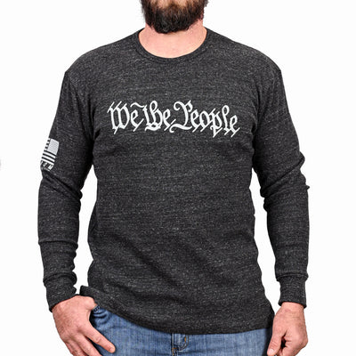 Men's "We The People" Patriotic Long Sleeve Thermal - Heather Charcoal