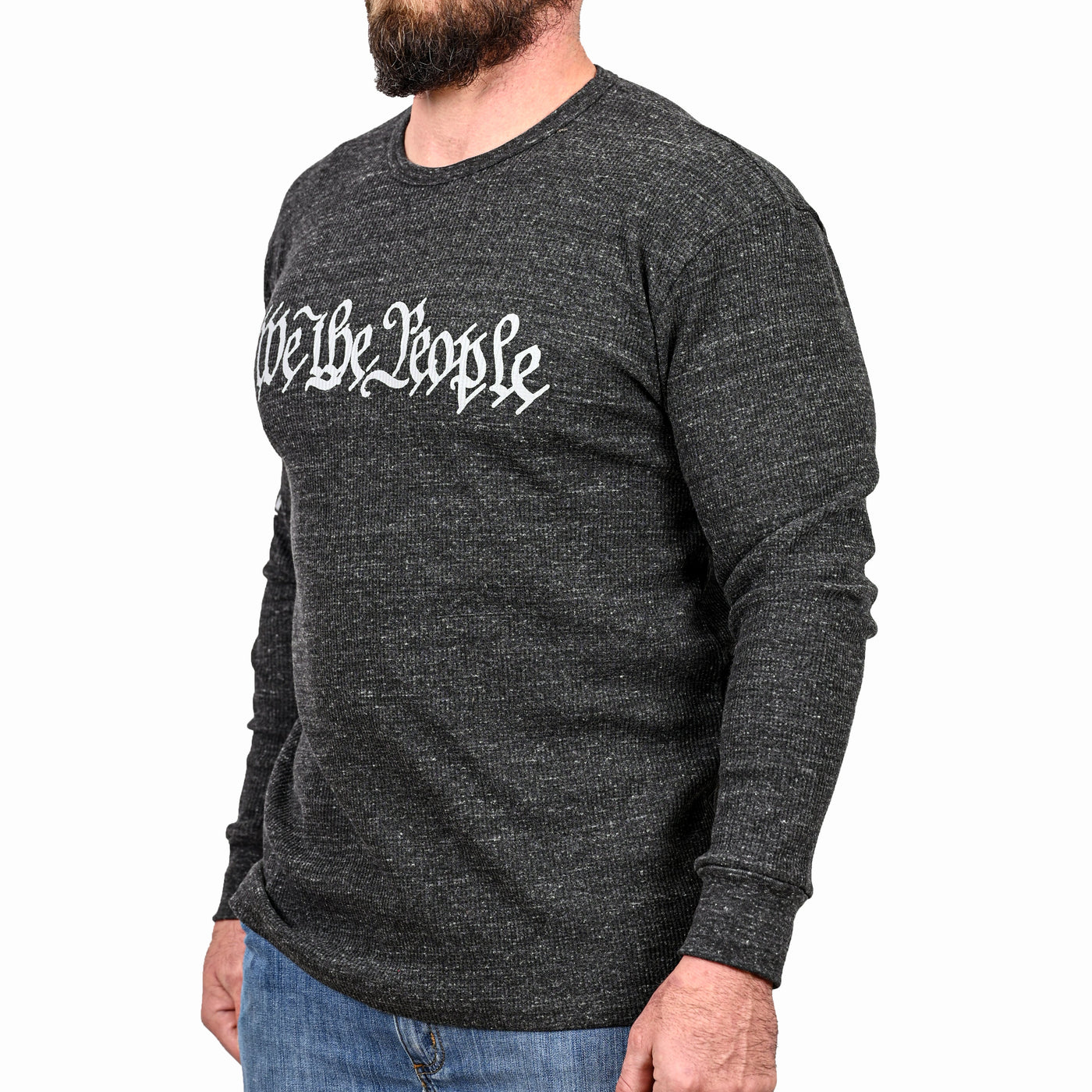 Men's "We The People" Patriotic Long Sleeve Thermal - Heather Charcoal