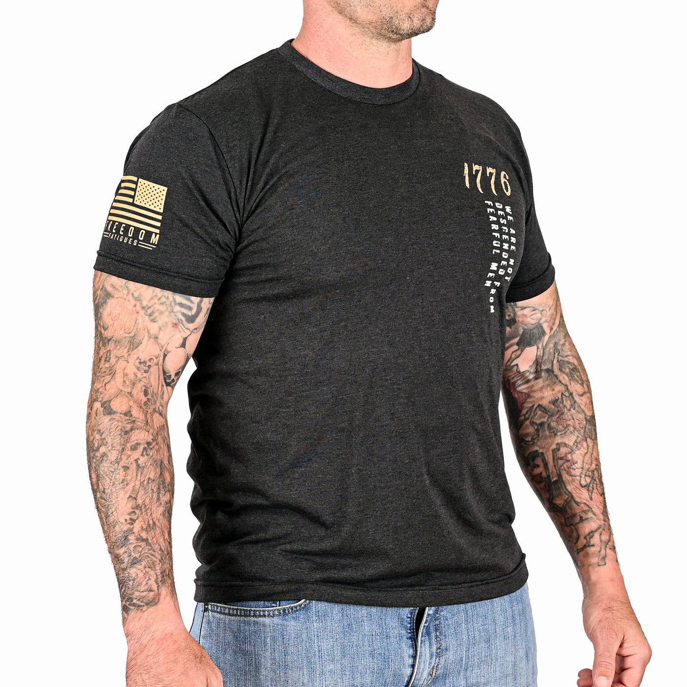 Men's We Are Not Descended from Fearful Men  Patriotic T-Shirt - Heather Black