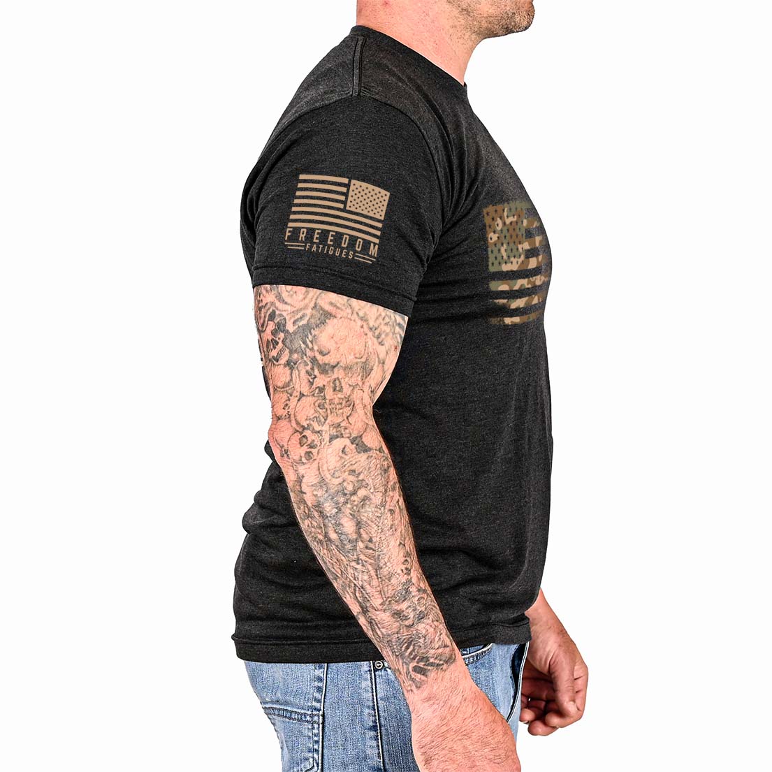 Men's Camo American Flag Patriotic T-Shirt